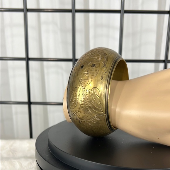 Engraved Brass Bangle Bracelet - Picture 1 of 4